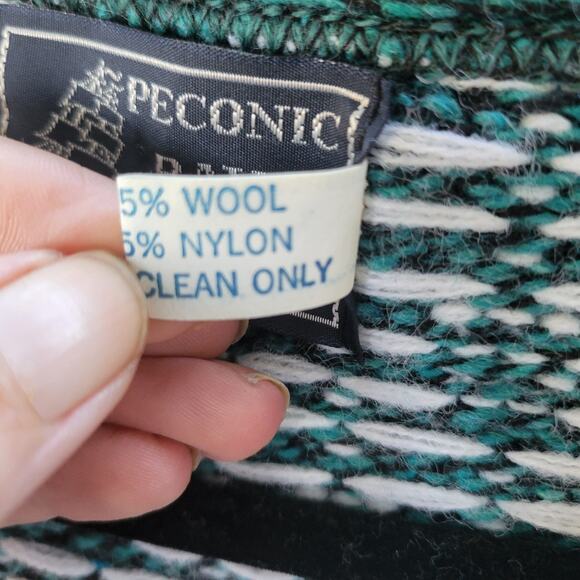 Peconic Bay Traders Cardigan Sweater Men's Size M Green Grandpa Vintage Wool Ble - Picture 3 of 8